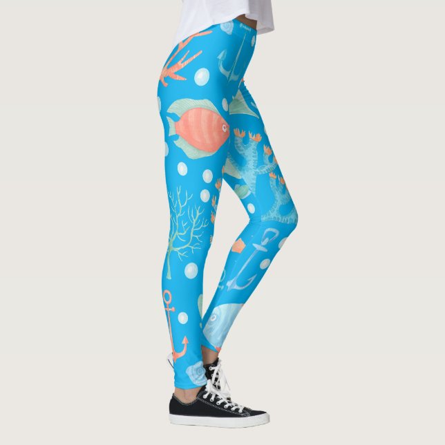 Ocean Tropical Fish Design Sjöjungfru Girls Womens Leggings (Höger)