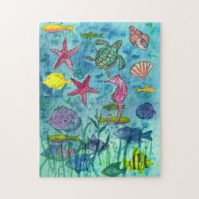 Ocean Tropical Fish Snäckors Starfish Seahorse Pussel (Vertikal)