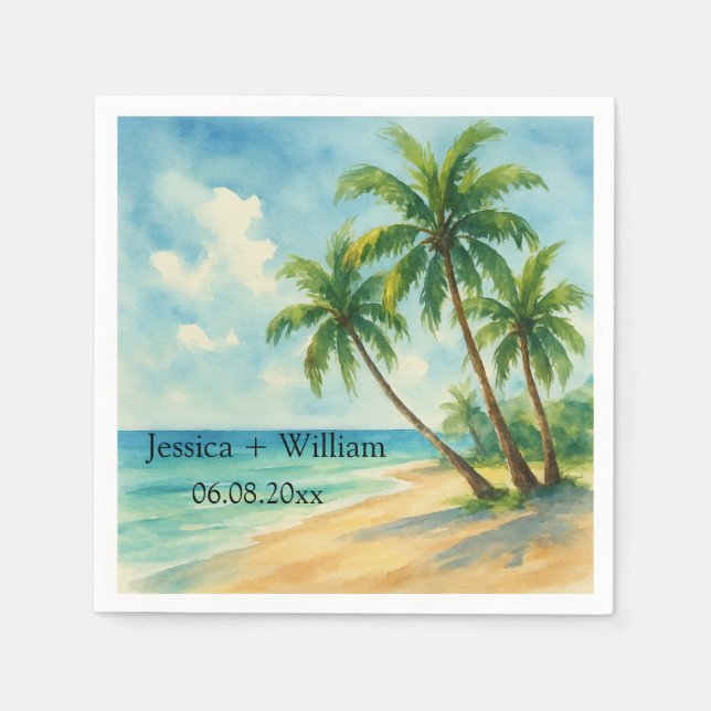 Ocean Tropical Island Beach Wedding Tack Pappersservett (Framsidan)