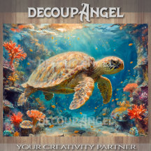 Ocean Turtle - Decoupage - Vävnadspapper