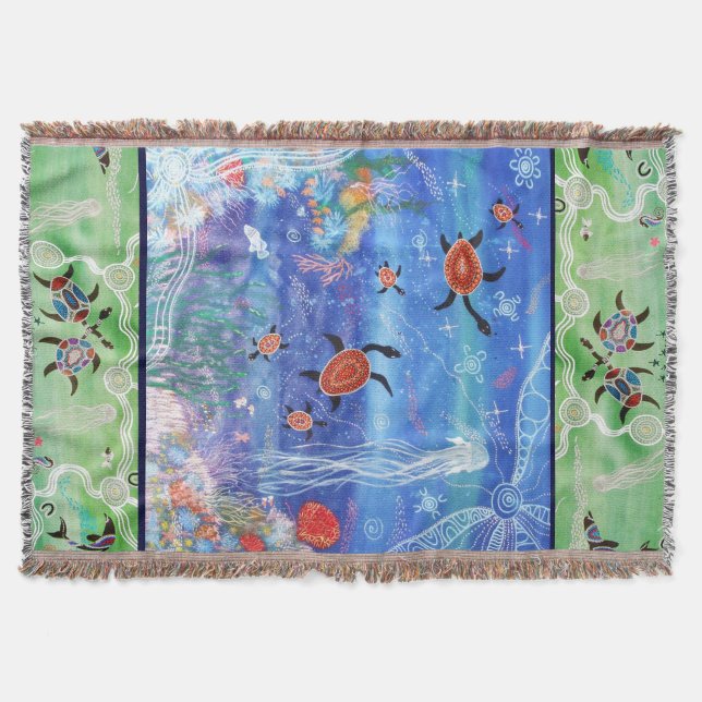Ocean Turtles Throw Blanket Mysfilt (Framsidan)