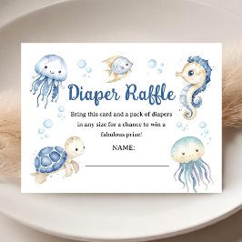 Ocean Under The Sea Baby Shower Boy Diaper Raffle Tilläggskort