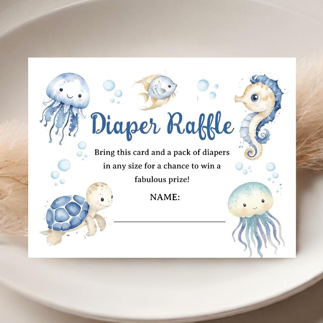 Ocean Under The Sea Baby Shower Boy Diaper Raffle Tilläggskort (Skapare uppladdad)