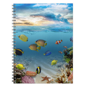 Ocean Underwater Coral Reef Tropical Fish Anteckningsbok