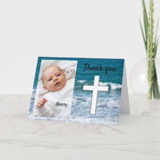 Ocean vågar baptism tack kort