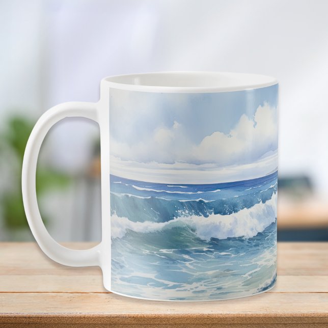 Ocean Vågar Beach House Aestthetic Kaffemugg (Skapare uppladdad)