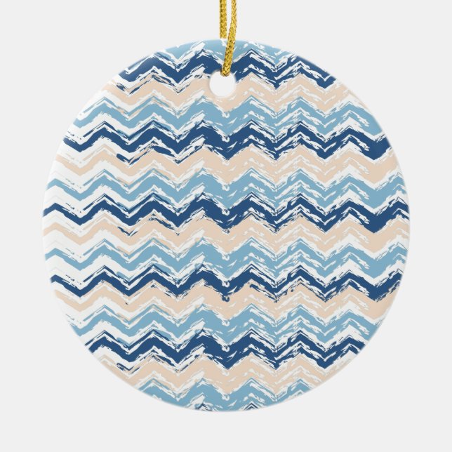 Ocean Vågar Chevron Julgransprydnad Keramik (Framsidan)