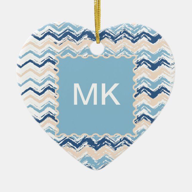 Ocean Vågar Chevron Julgransprydnad Keramik (Framsidan)