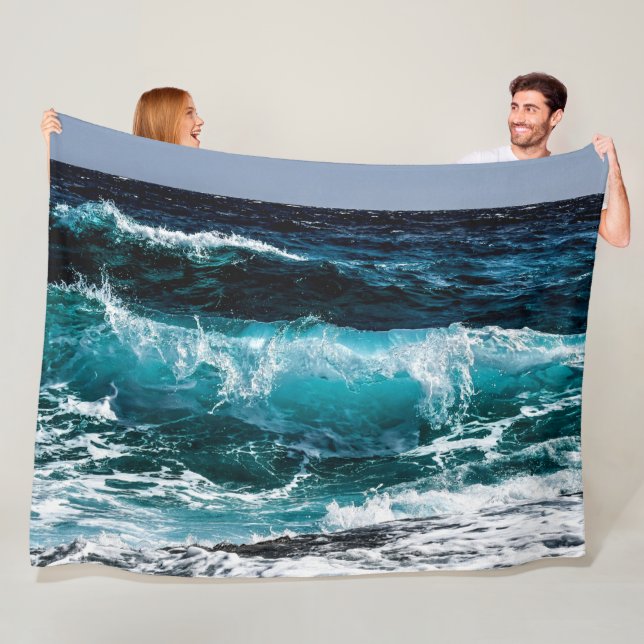 OCEAN VÅGAR FLEECEFILT (På plats)