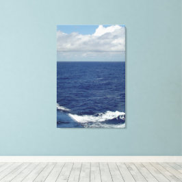 Ocean Vågar Fluffy White Clouds Blå himmel Canvas