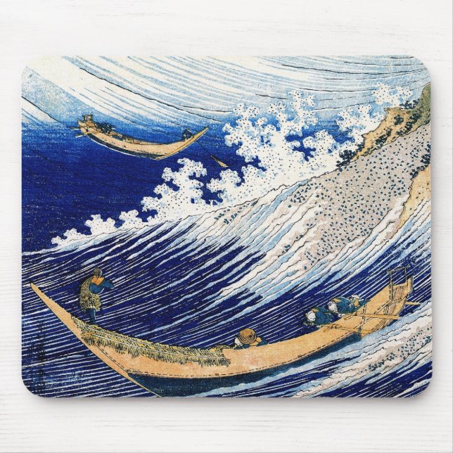 Ocean Vågar Hokusai japansk finkonst Musmatta (Framsidan)