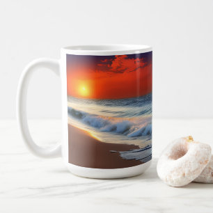 Ocean Vågar och Sunset på Sandy Shower Kaffemugg