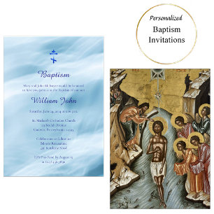 Ocean Vågar ortodox Christian Baptism Inbjudningar