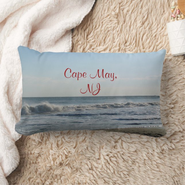 Ocean Vågar & Sand Cape May, NJ Pillow Lumbarkudde (Filt)