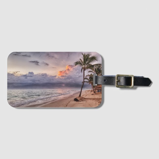 Ocean Vågar Sandy Beach Sunset Bagagebricka (Framsida horisontal)
