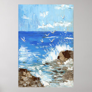 Ocean Vågar Seashore Landskap Poster