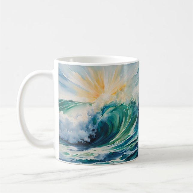 Ocean Vågar Sunshine Beach Art Kaffemugg (Vänster)