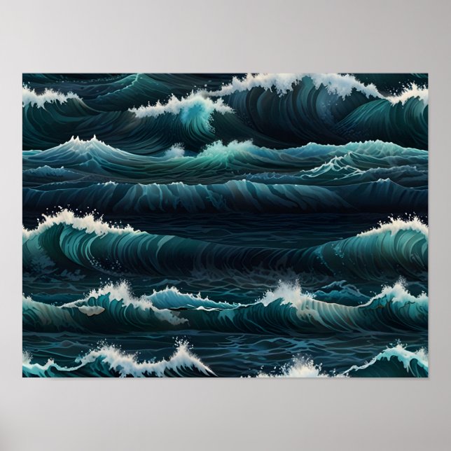 Ocean Vågar Tapestry Poster (Framsidan)
