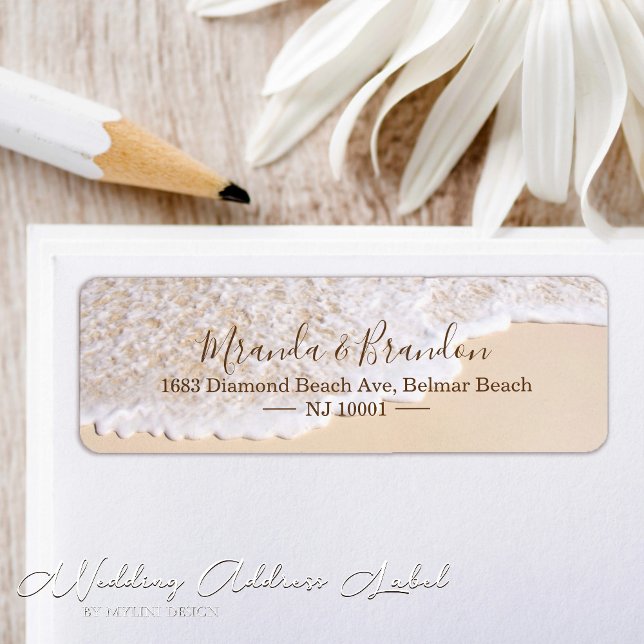 Ocean Vågar Tropical Beach Wedding Adress Returadress Etikett (Skapare uppladdad)