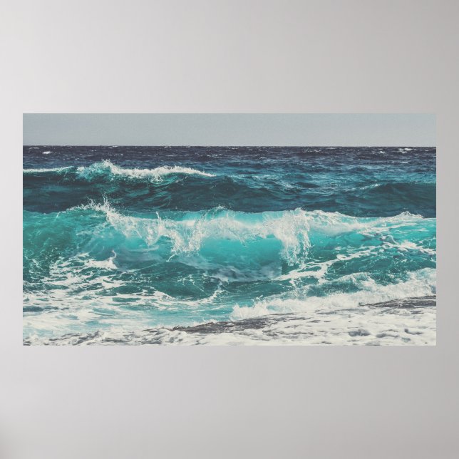 Ocean Vågar vid Beach Photo Poster (Framsidan)