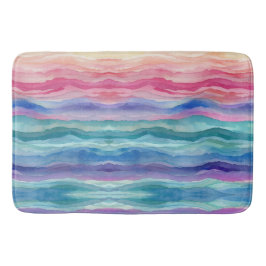 Ocean Vågar Watercolor Rainbow Inspired Rand Badrumsmatta