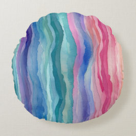 Ocean Vågar Watercolor Rainbow Inspired Rand Rund Kudde