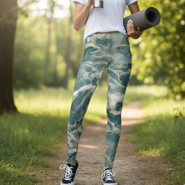 Ocean Vågor Marmor Leggings