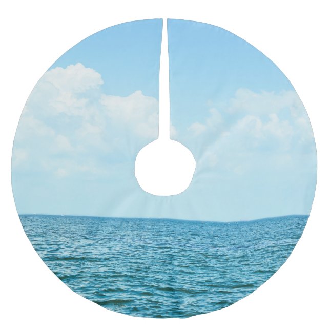 Ocean Vatten, Clear Blå himmel. Julgransmatta Borstad Polyester (Framsidan)