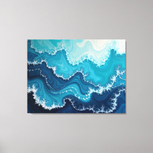 Ocean Veins – Djuphavsvätska 40"x32" Abstrakt Canvastryck