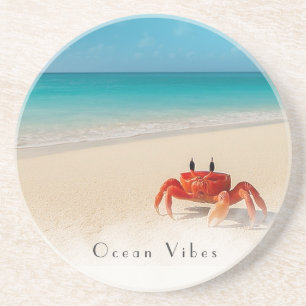 Ocean Vibes - Anpassade Sandstone Crab Underlägg