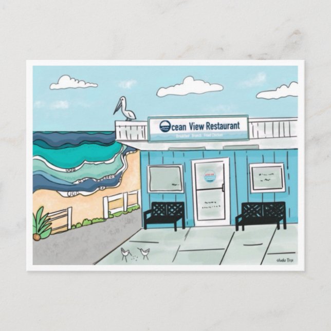Ocean View Restaurant Kure Beach North Carolina Vykort (Framsida)