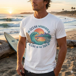 Ocean Wanderer Surf Grafik T-shirt - Lev i tidvatt