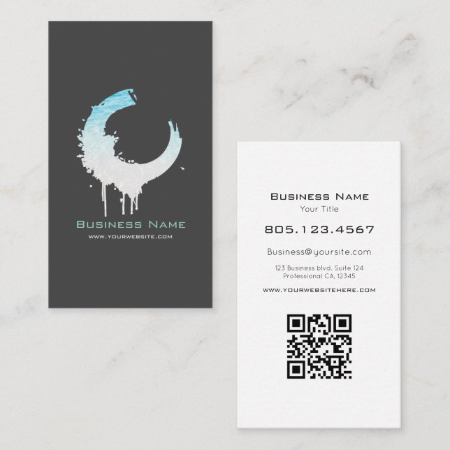 Ocean Water & White Sand Swirl • Custom Editable Visitkort (Fram/baksida)