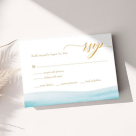 Ocean Watercolor Guld Script Beach Wedding OSA