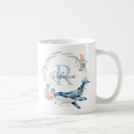 Ocean Watercolor Personalized Monogram Wreath Kaffemugg