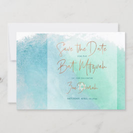 Ocean Watercolor Strand Bat Mitzvah Spara Datum Inbjudningar