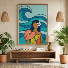 Ocean Wave Anthurium Wahine Canvastryck