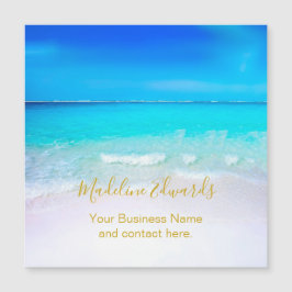 Ocean Wave Beach Guld Magnet Affärskort