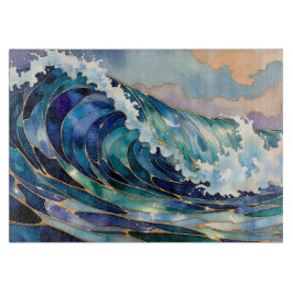 Ocean Wave Blue Gold Cutting Board