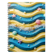 Ocean Wave Cake Coastal Beach Notisbok