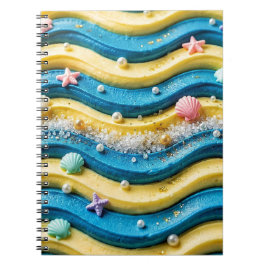 Ocean Wave Cake Coastal Beach Notisbok Anteckningsbok