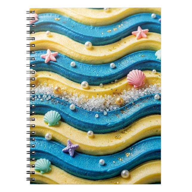 Ocean Wave Cake Coastal Beach Notisbok Anteckningsbok (Framsidan)