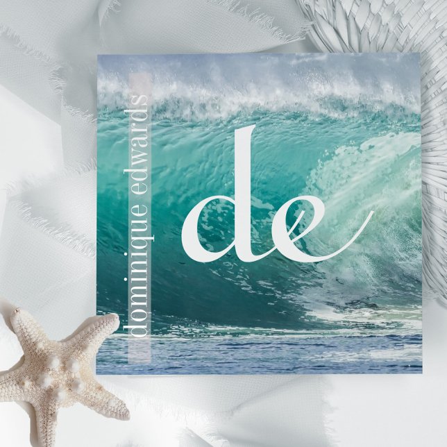 Ocean Wave Coastal QR Spa Fyrkantigt Visitkort (Skapare uppladdad)