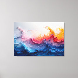 Ocean Wave Fluid Art Sunset Glow Abstract Canvastryck