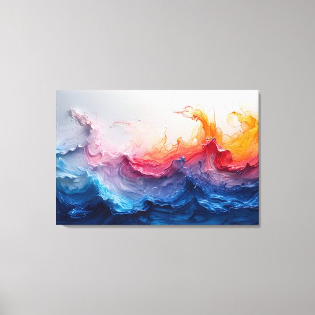Ocean Wave Fluid Art Sunset Glow Abstract Canvastryck (Framsida)