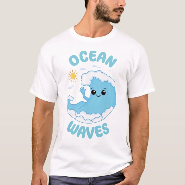 Ocean Wave Funny Cute Kawaii Pun, sommar T Shirt (Framsida)