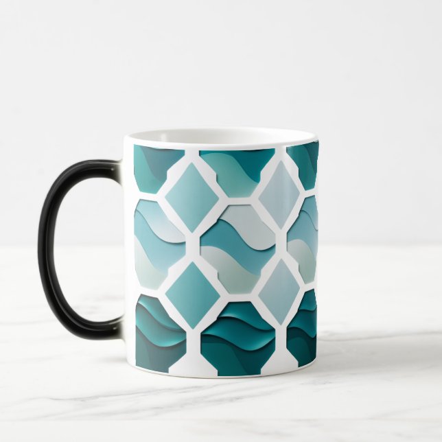 Ocean Wave Geometry - Färg Morphing Mugg 15 oz (Vänster)