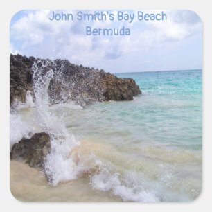 Ocean Wave John Smiths Bay Beach Bermuda Fyrkantigt Klistermärke