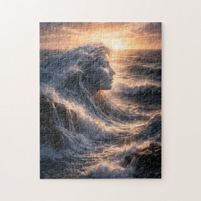 Ocean Wave Kvinna Surreal Konsttryck Pussel (Vertikal)