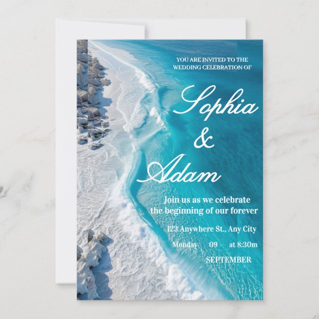 Ocean Wave Luxury Invitation Spara Datumet (Framsida)